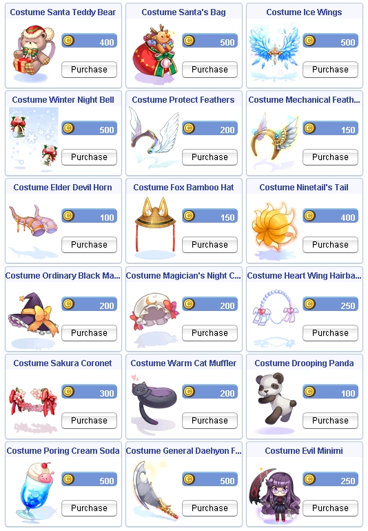Cash Shop Costumes