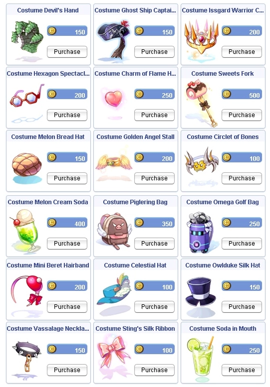 Cash Shop Costumes