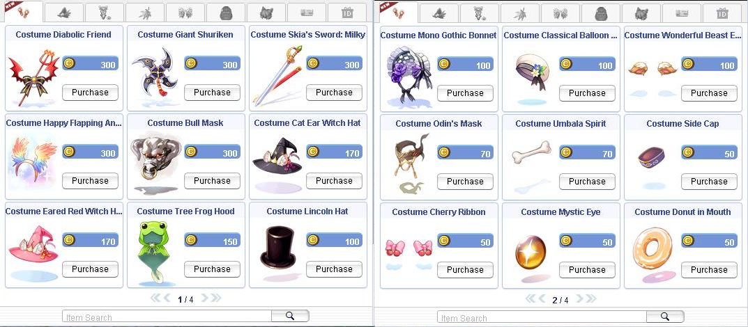 Cash Shop Costumes